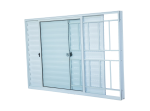 Janela Veneziana Zema Aluminio Branco 3F Com Grade