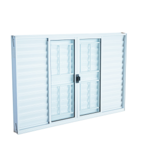 Janela Veneziana Zema Aluminio Branco 6F Com Grade